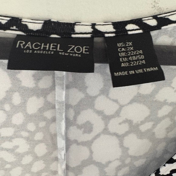 Rachel Zoe 2X Black White Animal Print Short‎ Sleeve Casual Shift Dress Loose - Picture 2 of 10
